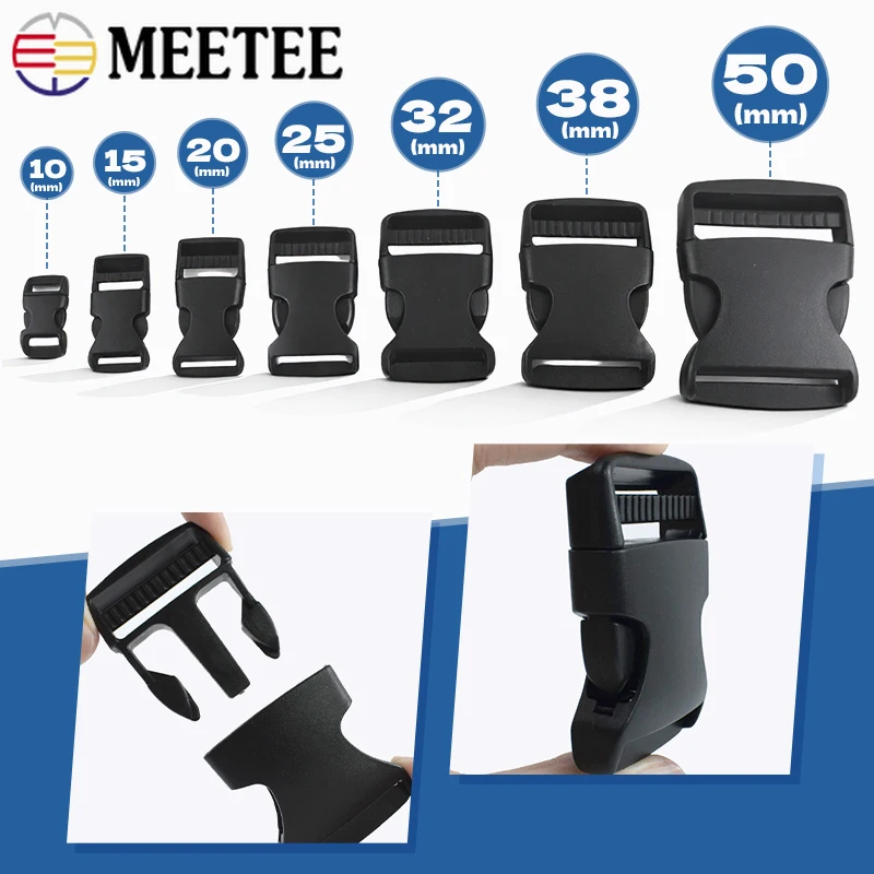 

5/10Pcs 10-50mm Plastic Release Buckles for Webbing Adjust Clasp Backpack Strap Safety Belt Side Clip Buckle Crafts Accessories