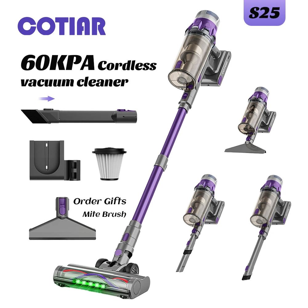 Odkurzacz bezprzewodowy COTIAR S25 650W 60kPa, bezprzewodowy odkurzacz domowy, odkurzacz ręczny, inteligentny dom, wyjmowany akumulator
