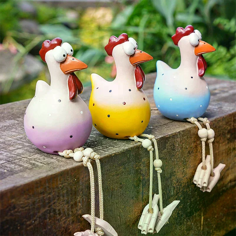 Funny Big-Eyed Long-Legged Chicken Decorative Ornament Rooster Figurine Resin Animal Statue Garden Yard Decoration Home Decor
