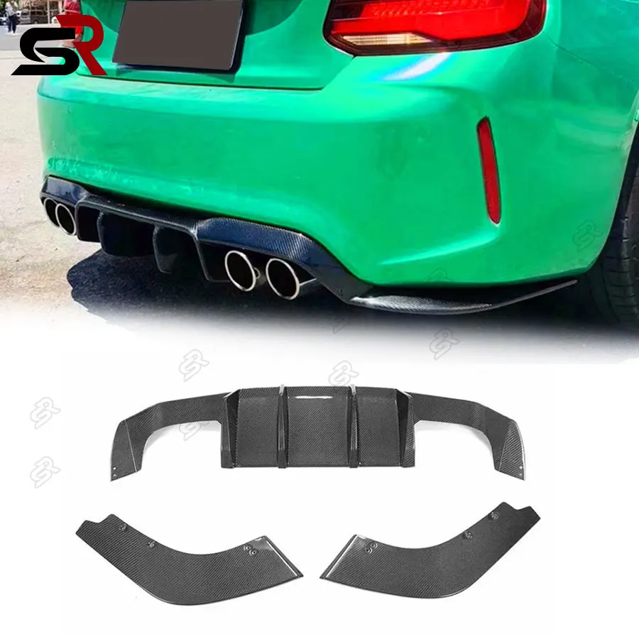 For BMW M2 F87 M2C V Style Carbon Fiber Diffuser rear bumper Rear Lip Diffuser Back Bumper Spoiler body kit2014+