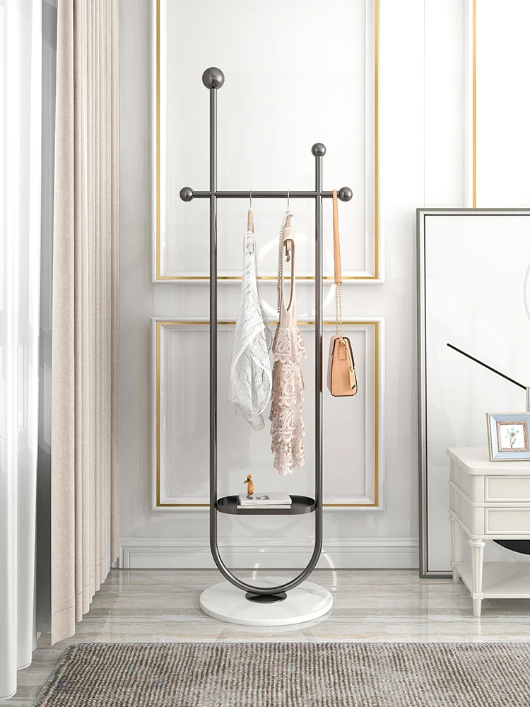 Light Luxury Clothes and Hats Hanger Floor to Floor Bedroom Household Simple Room Clothes Rack Storage Net Red Metal Hanger