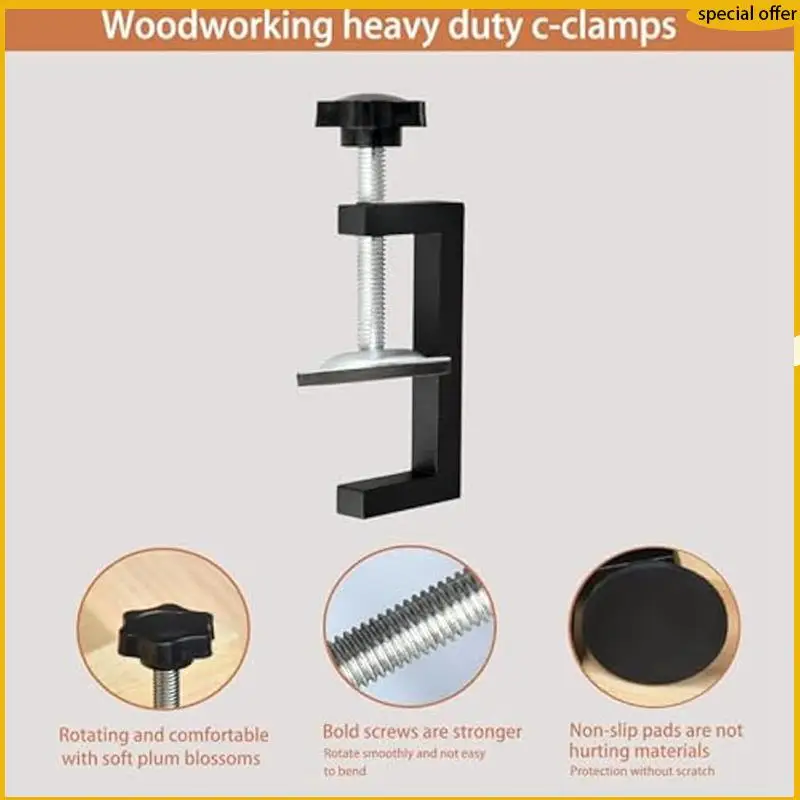 

A50I 6Pcs G Clamps For Woodworking Universal C-Clamp Small Desk Clamp Cabinet Face Frame With Stable Wide Jaw C Clamps
