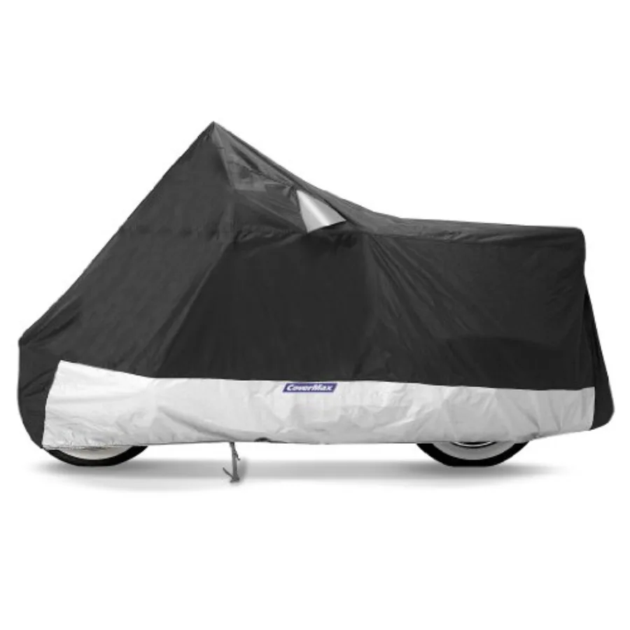 

Deluxe Motorcycle Cover X-Large Waterproof Heavy Duty Fabric Black Durable Protection for Outdoor Storage
