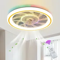 LED Ceiling Fan Light Circular Mobile Application Remote Control 6-speed Wind Speed RGB Bedroom Living Room Ceiling Light