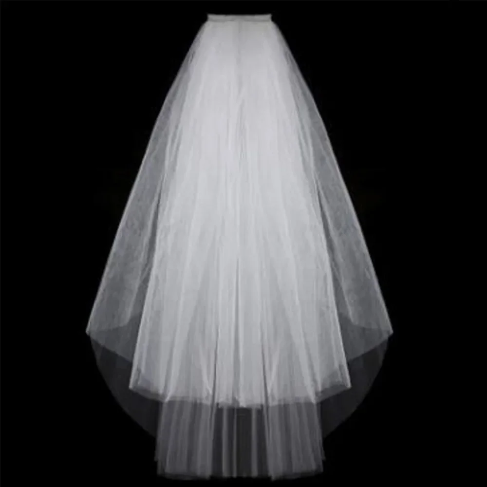 Wedding Veil Bridal Tulle Veils Comb Two Layers Short White Cheap Ivory