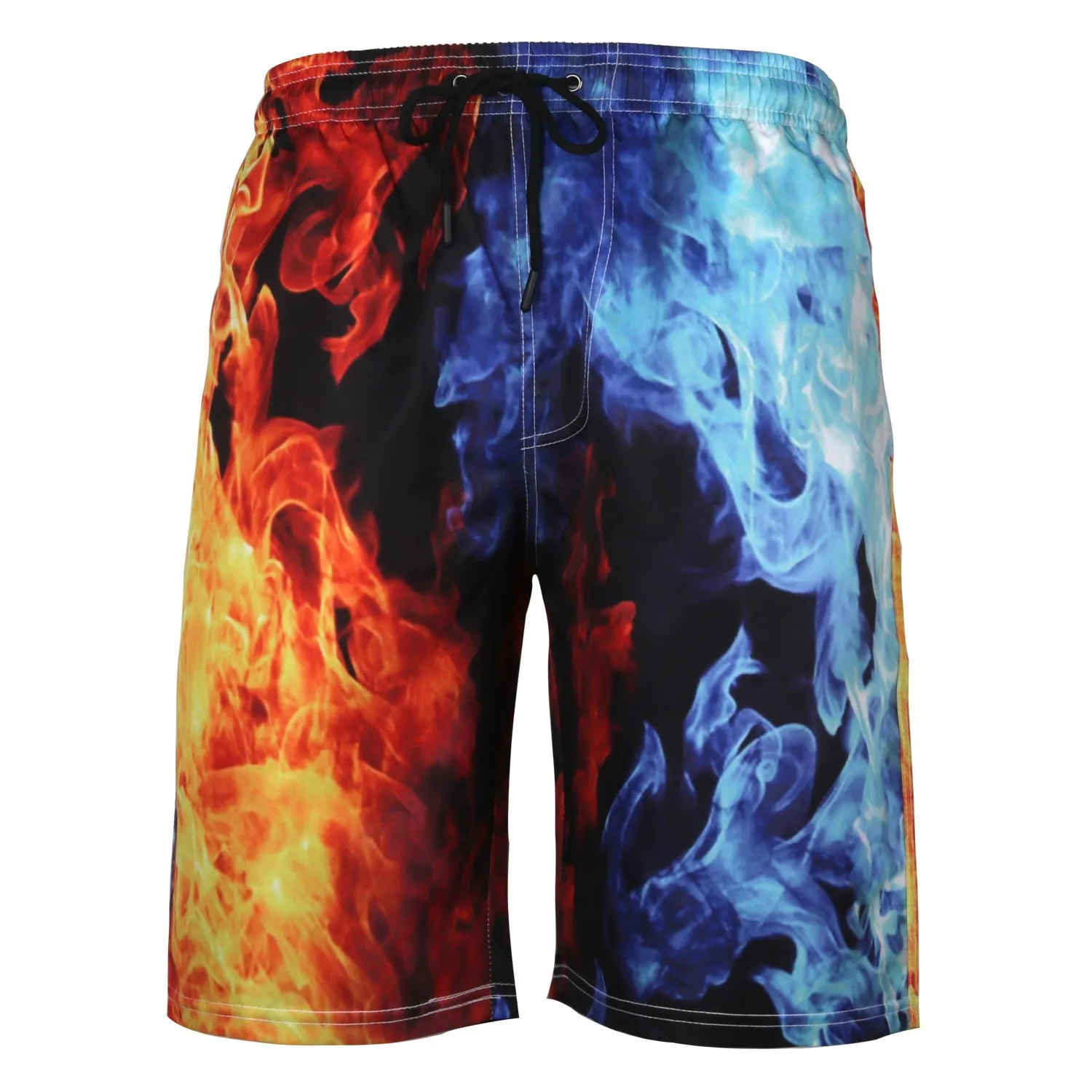 جديد الرجال عادية Qui-Drng مطبوعة Sweatpants منتصف الخصر البوليستر الصيف Faion مستقيم الساق الشاطئ orts للشباب