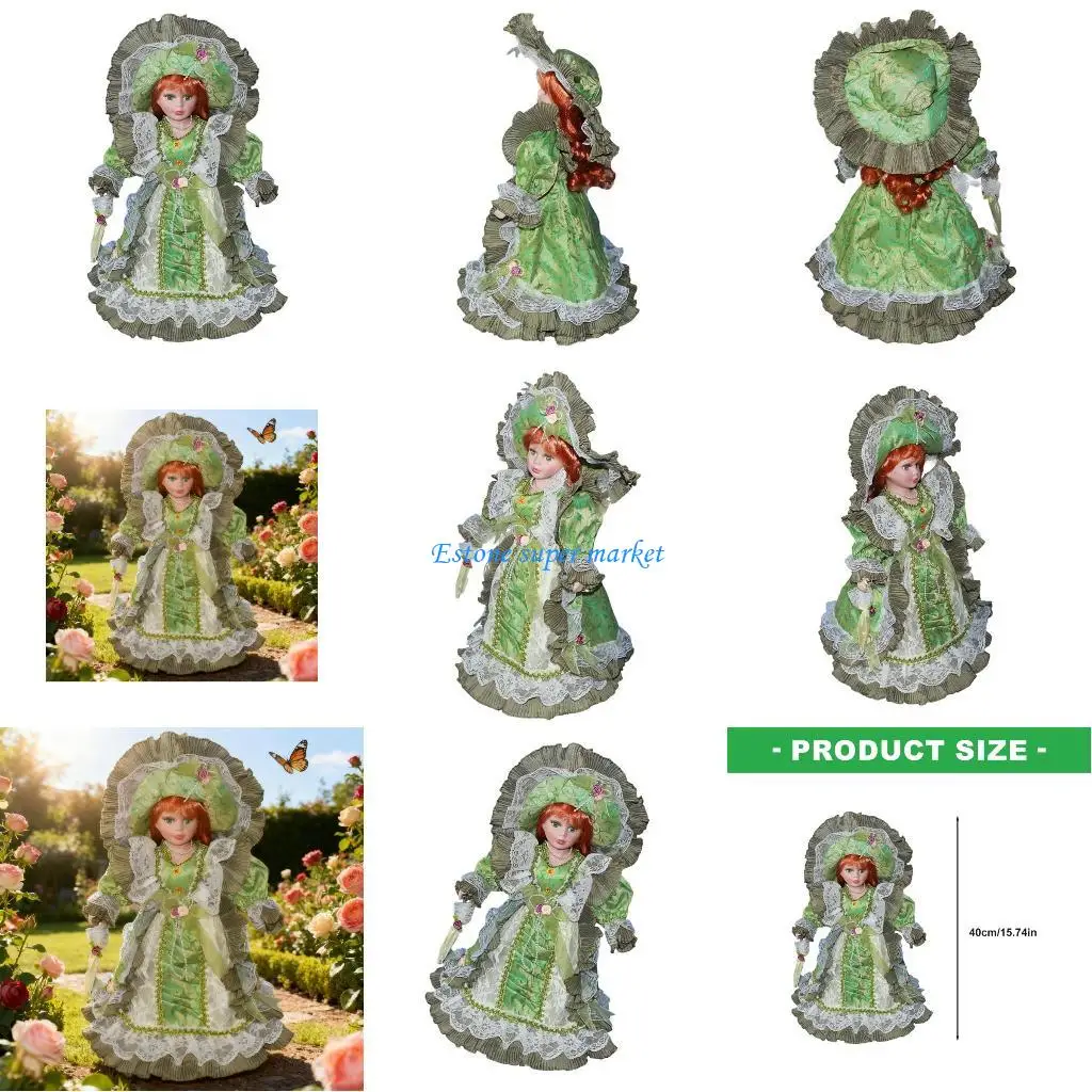 

090B Ceramic Doll Statue Perfect for Decoration Retro Doll Figurine 40cm