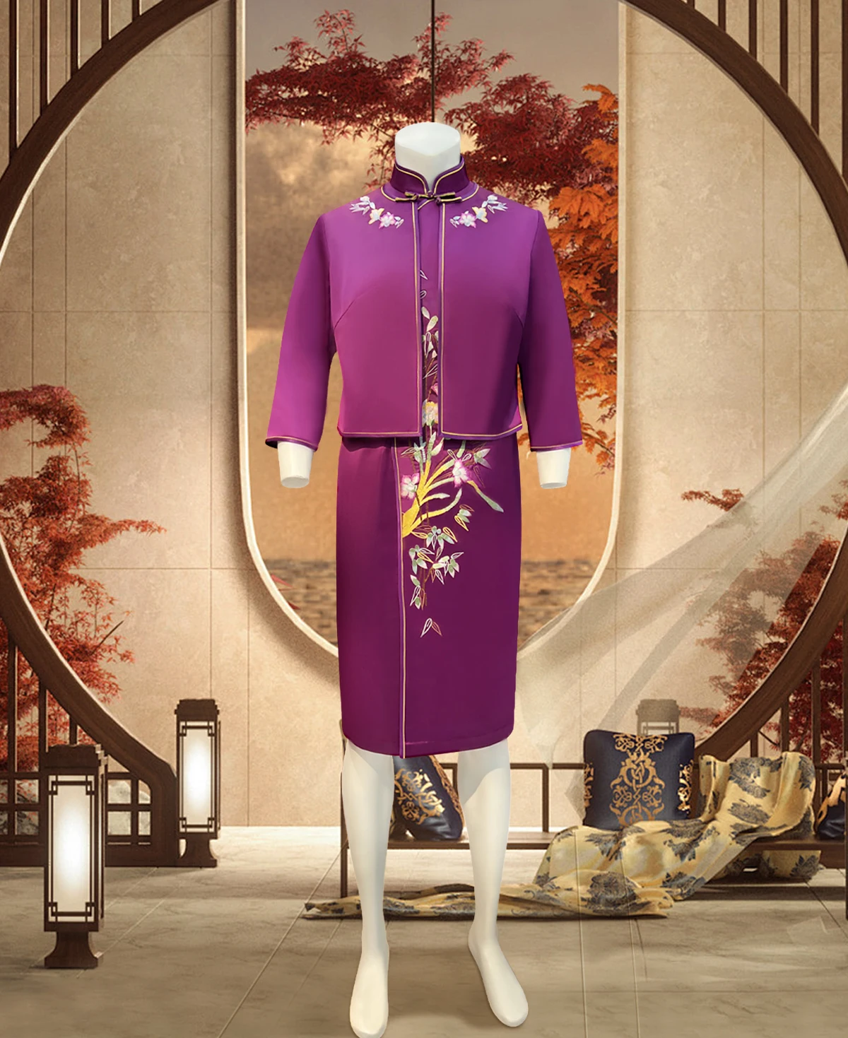 

New Chinese Style Cheongsam Women's New Hanfu High-end Mother's Clothing Two-piece Set That Can Be Worn Normally