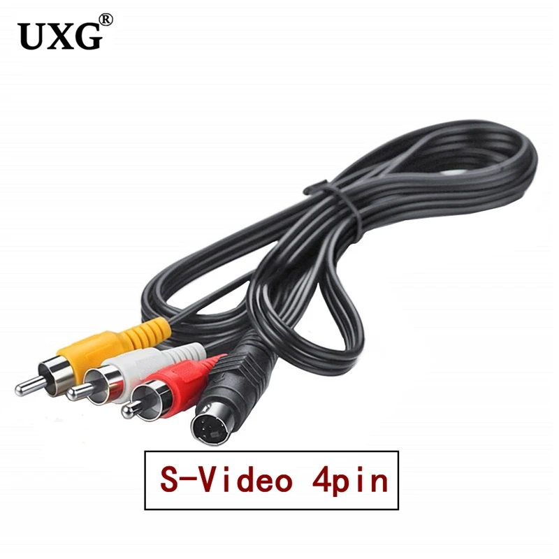 1.5m 4 Pin Mini DIN to 3 RCA S-Video Cable RGB Composite Video Adapter Male to Female Plug Convert Cable for Gaming Consoles