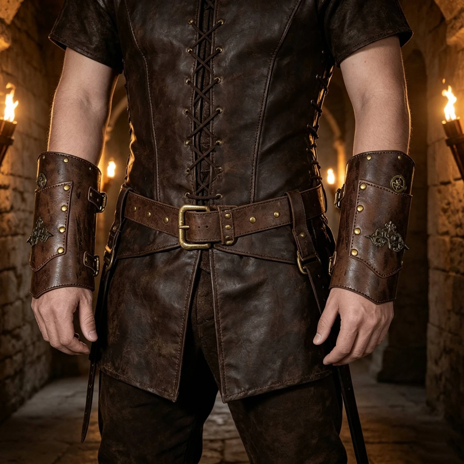 Leather Bracers Adjustable Forearm Guards Arm Guards with Gears Medieval Arm Armguard Defensive for Cosplayers, Cosplay
