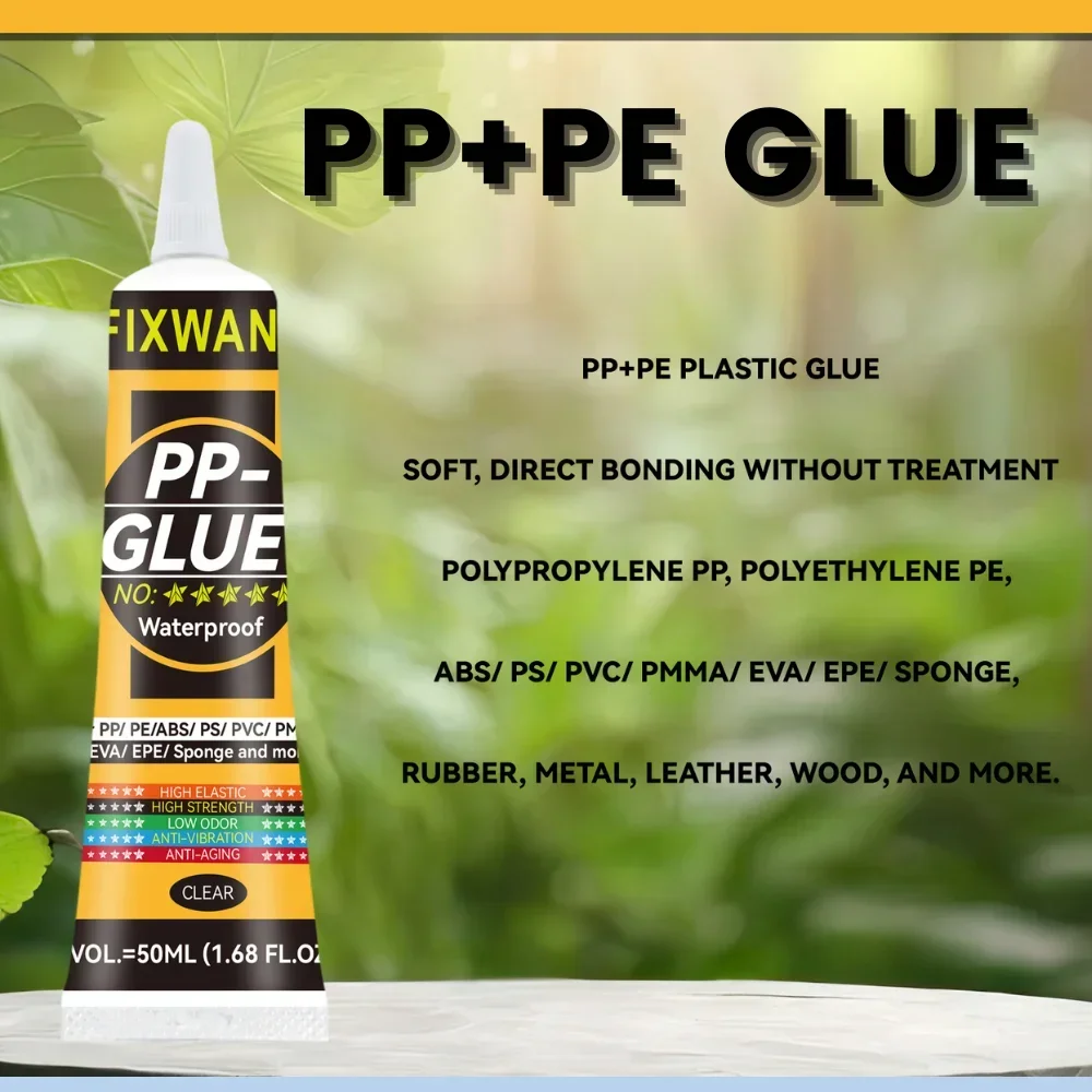 Plastic Special Glue PP Polypropylene/ PE Polyethylene PPT / PC Polycarbonate/ TPE/ TPU/ ACRYLIC/ ABS Without Treatment 50ML