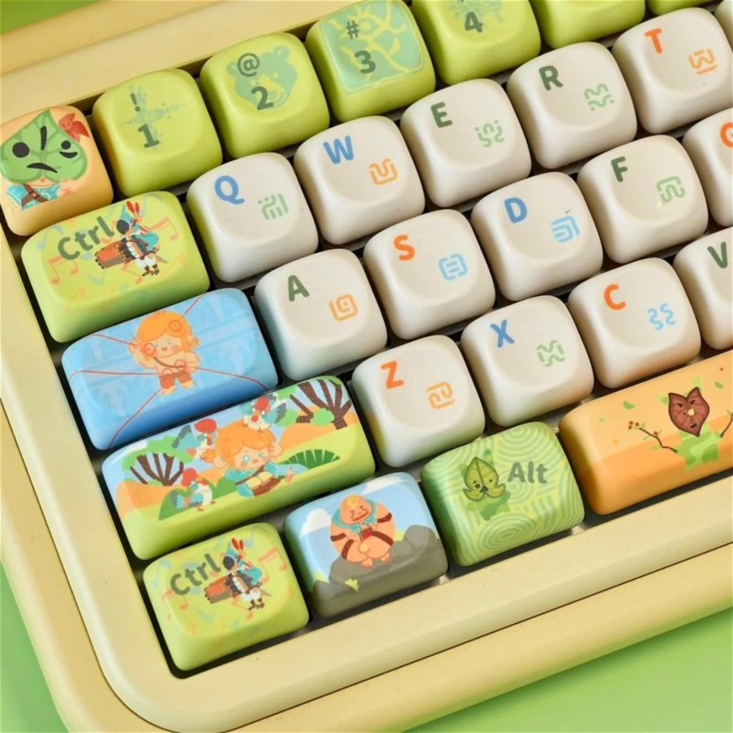 

MOA Cute Keychain Kit PBT 130 Keycaps Suitable for 60/64/84/98/108 Personalized Mechanical Keyboard