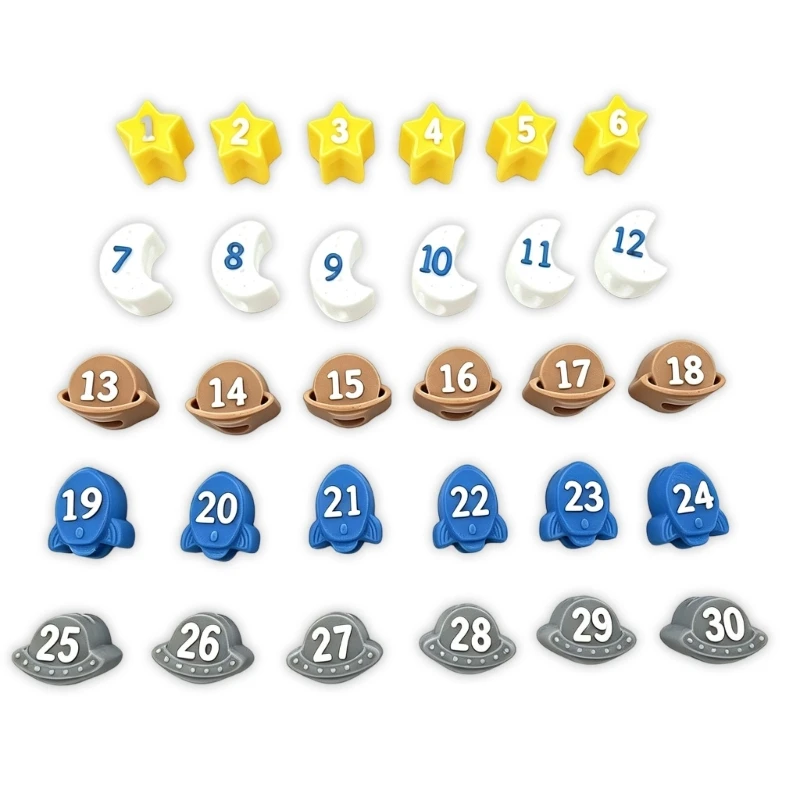 Cartoon Pencil Number Marker Set, 1 to 30 Pencil Label Pieces with Clear Figures for Classroom Marking, Writing Practice F19E