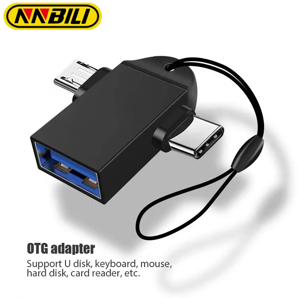 NNBILI 2In1 Type-C USB 3.0 Female To Micro USB OTG Adapter For Android Phone Data Converter For Tablet Hard Disk Aluminum Alloy