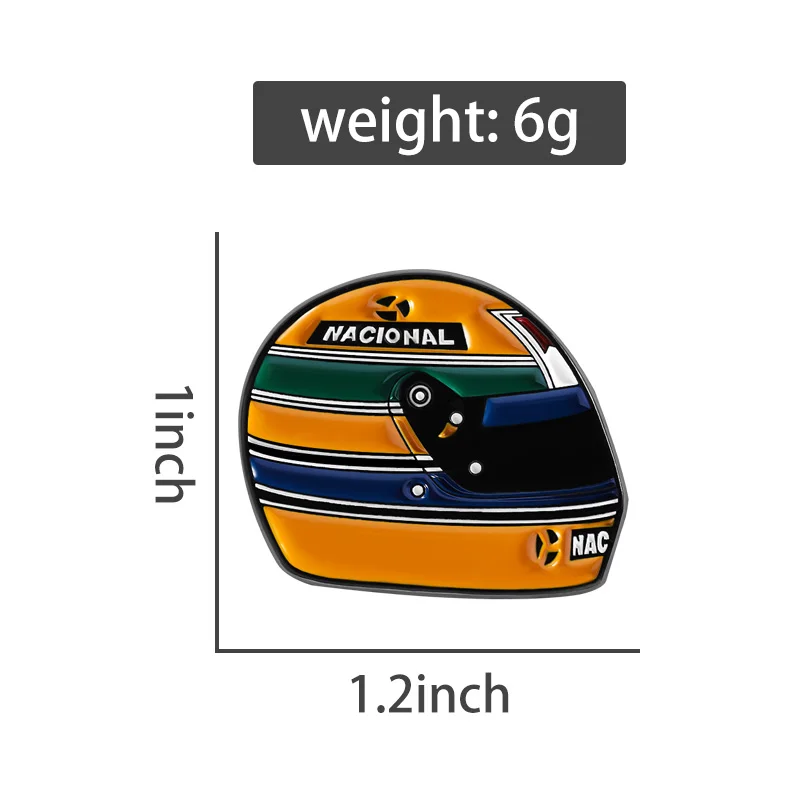 Classic Aryton Senna Helmet Hard Brooch Enamel Pins Custom Cool Racing Helmet Metal souvenir  Brooches Lapel Badge Jewelry Gifts