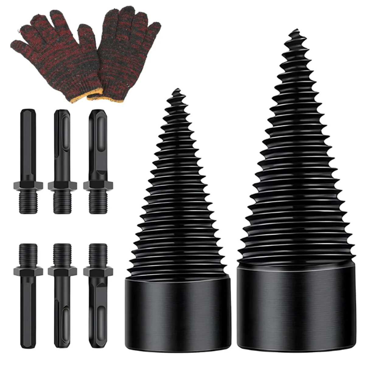 

Firewood Log Splitter Drill Bit Removable Wood Splitting Drill Bit,32MM+42MM Heavy Duty Screw Cone Driver Wood Splitter