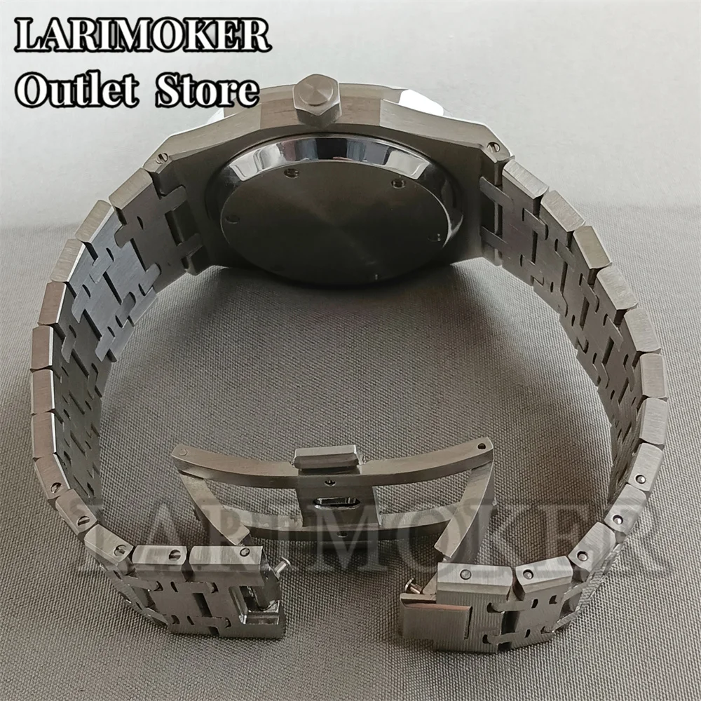LARIMOKER 41mm men\'s watch Stainless steel case Stainless steel strap sapphire glass, using NH72 Hollow out movement