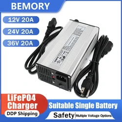 12V 24V 36V 20A LiFePo4 Charger Lithium Lron Phosphate Battery Charger LiFePo4 Adaptable Charger