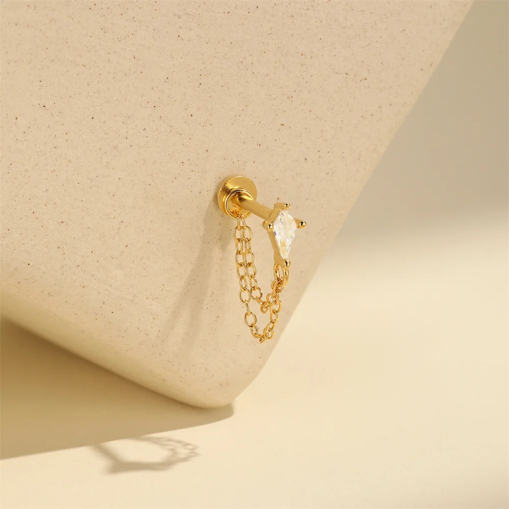 AIDE 925 Sterling Silber Pferdeaugen Doppelschichtige Quaste für Damen, flacher Rücken, Knorpelpiercing, Ohrknochen-Ohrringe, edler Schmuck – Detail 9