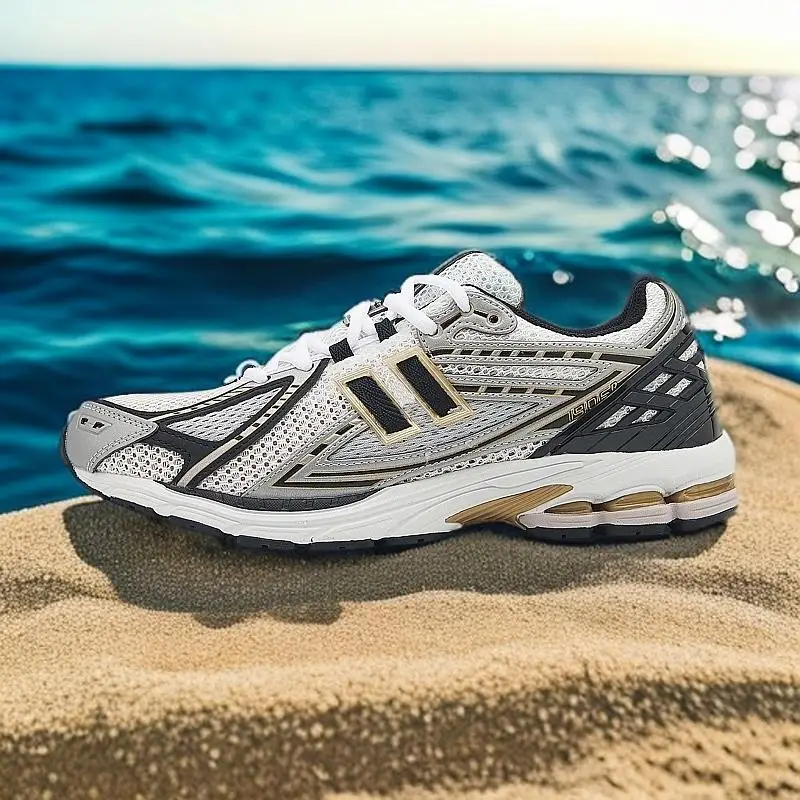 موديلات الخريف والشتاء للرجال والنساء أحذية أبي فضية على شكل حرف N 1906 أحذية جري رياضية للزوجين كاجوال