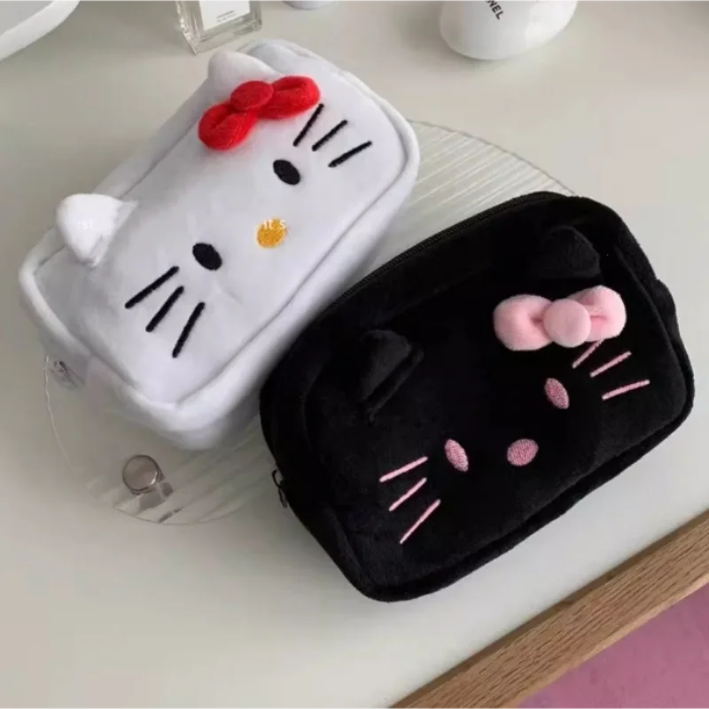 Hello Kitty Plush Bag Anime Sanrio Cosmetic Storage Bags Cute stationery Cartoon Kawaii Pencil Case Girl Birthday Gifts Portable