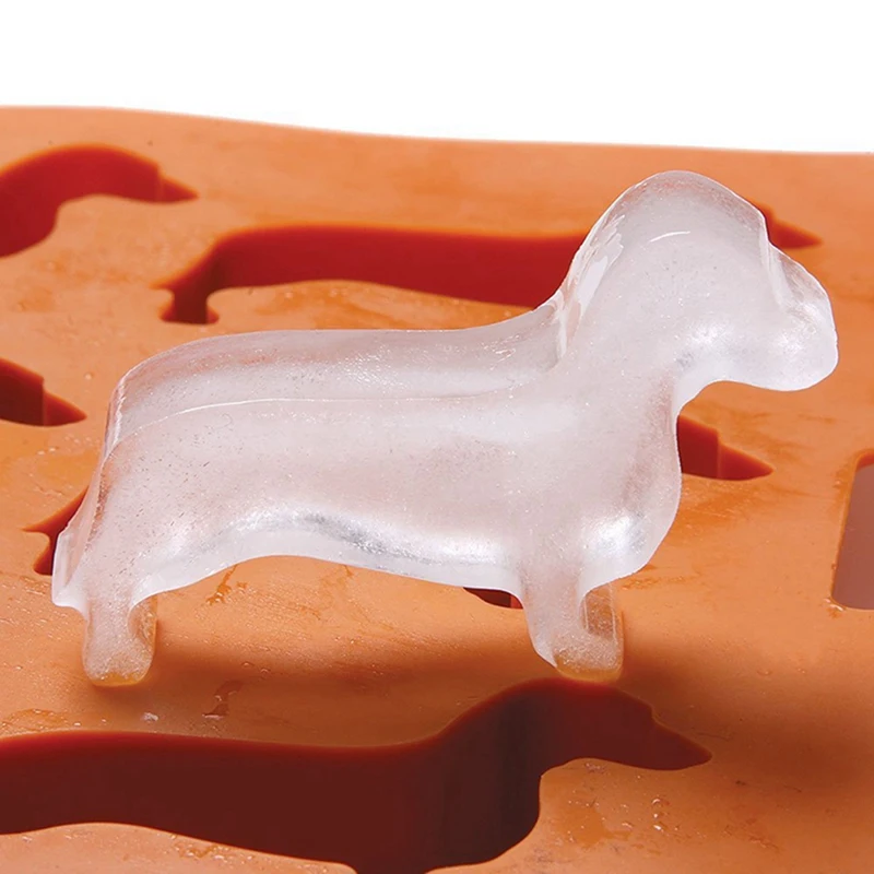 Silicone Dachshund Puppy Shaped Ice-Cube Chocolate Cookie Mold DIY Home Ice Tray,Kitchen Tools Silicone Mold Durable ,Pink