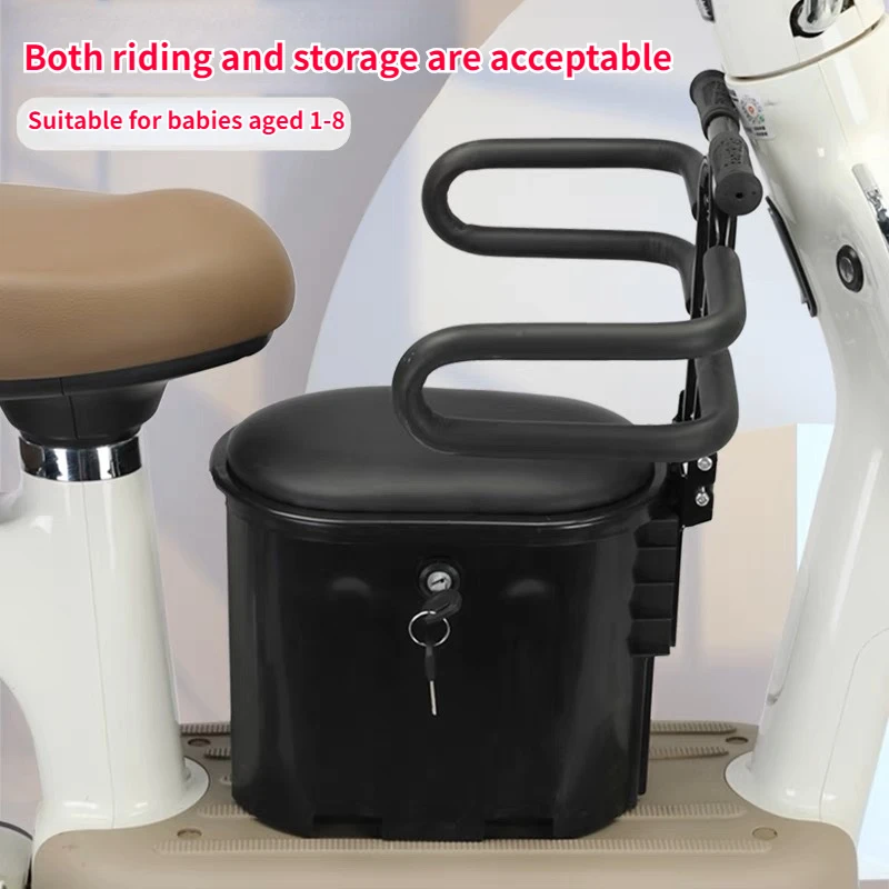 Electric Vehicle Front Child Seat Electric Bicycle Scooter Safety Seat with Storage Box Can Store and Carry People