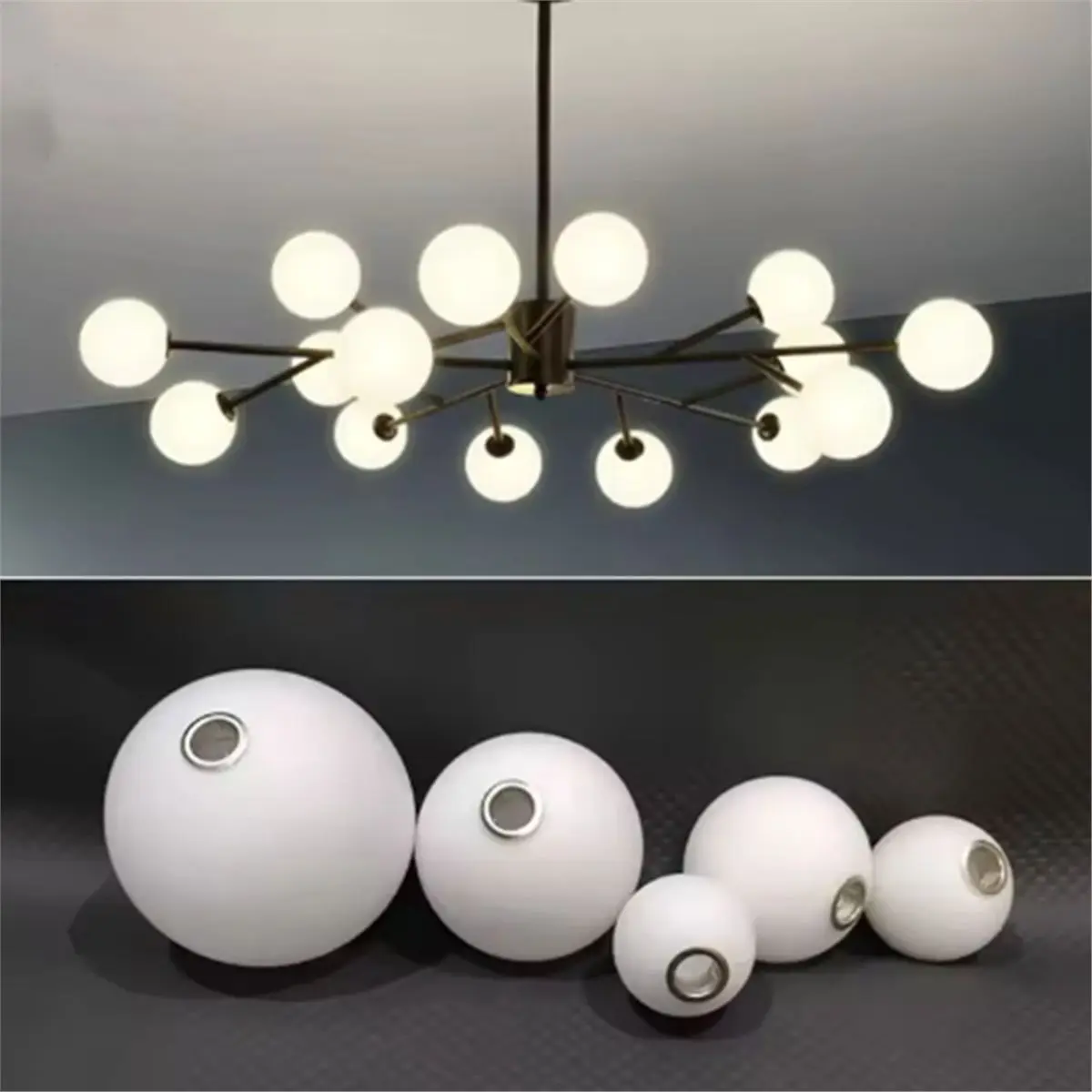 (A02R] White Glass Lamp Shade for E14 Bulb 1.06 Inch Fitter Modern Lampshade for Table Lamps Pendant Lights Glass Globe Shade