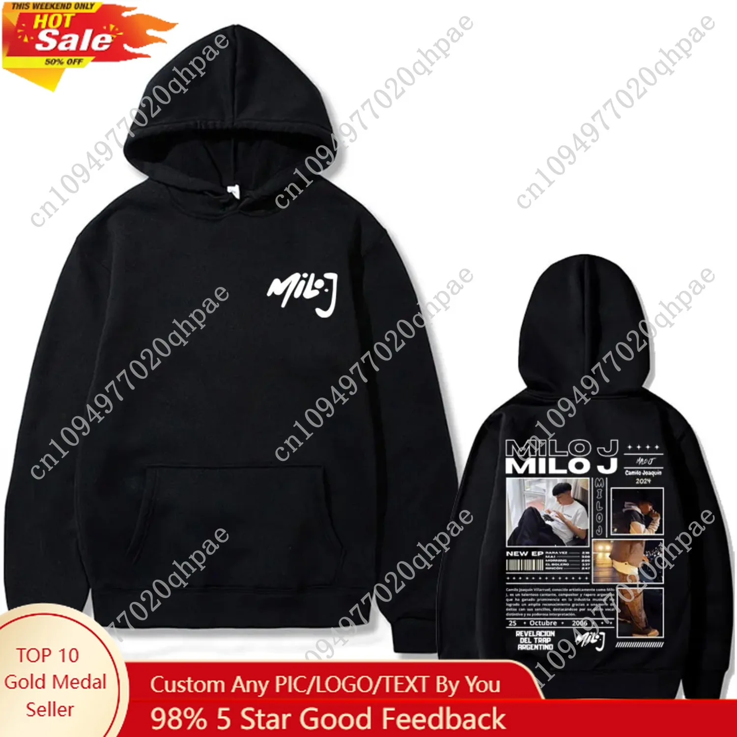 

Rapper Milo J 111 Album Graphic Hoodie Men Women Hip Hop Fashion Oversized Hooded Sweatshirt Men's Casual Fleece Cotton Hoodies