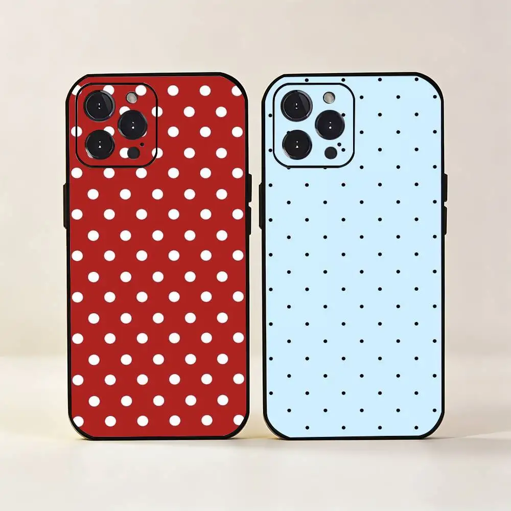 

P-Polka dot Phone Case Silicone black Soft For IPhone 17,16,15,14,13,12,11,SE,Plus Pro Max