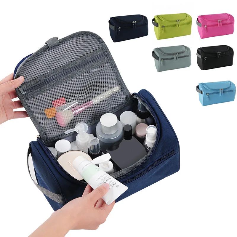 Men's Multi-functional Travel Toiletry Storage Bag with Handheld Hook Large Capacity Portable Organizer Pouch for Travel Use