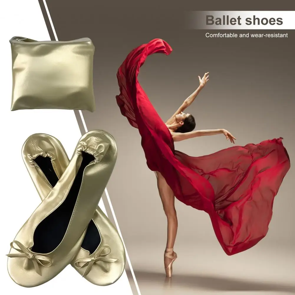 

Высококачественная балетная обувь, складная балетная обувь с сумкой для хранения, очень мягкая износостойкая дышащая танцевальная обувь для йоги