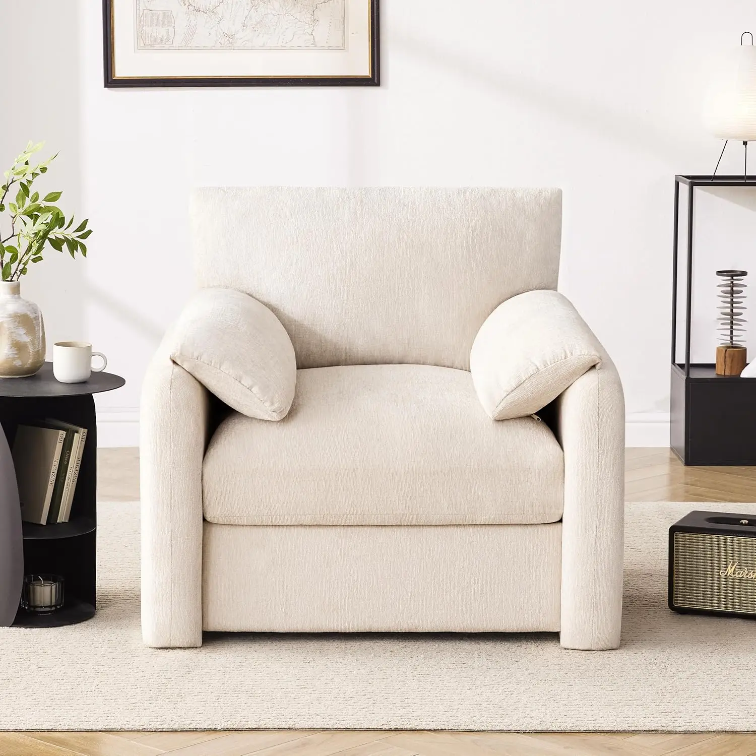 Chenille Übergroßer Sessel, 98 cm Breite Akzentstühle für Wohnzimmer & Schlafzimmer Moderner Loungesessel, Individuell Anpassbar