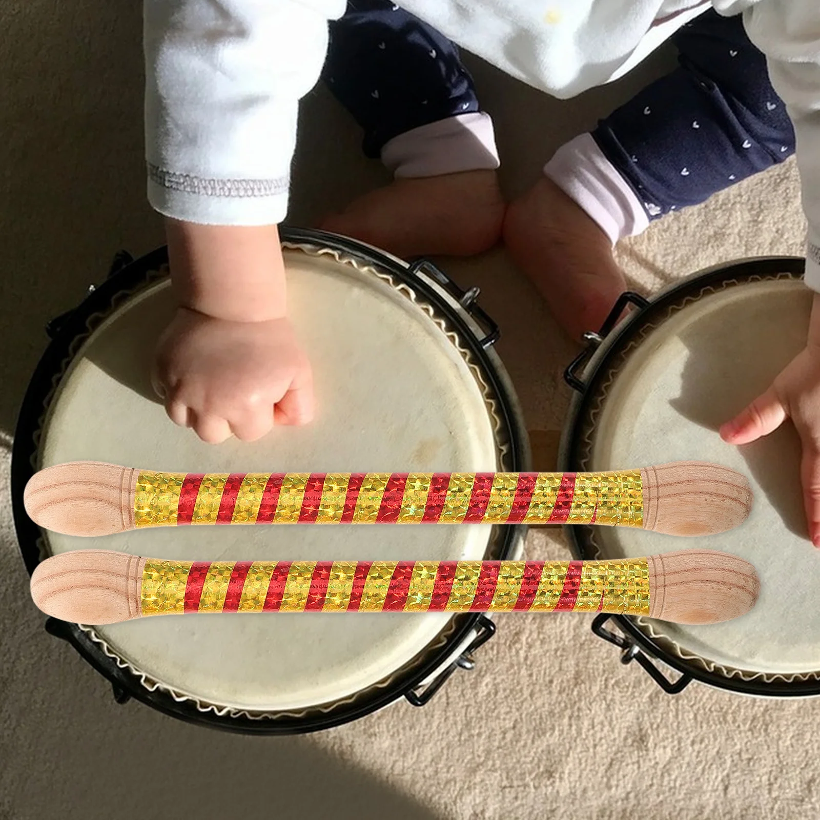 

2pcs Wooden Drumsticks For Kids Adults Multi Colored Beginner Drum Sticks Set Durable Wood Practice Sticks Mini Marching Snare