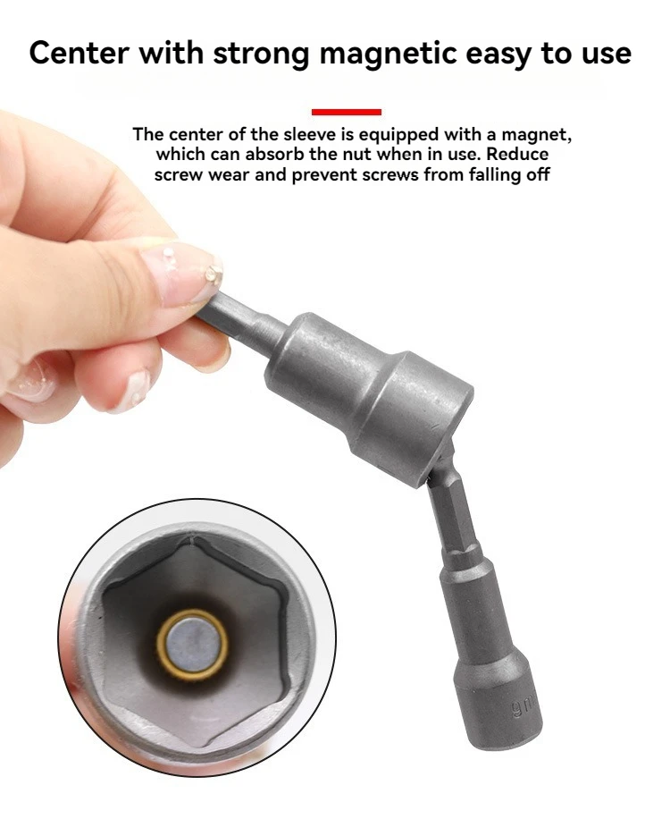 1/4 Zoll Sechskant-Magnet-Steckschlüssel-Bits 6-19mm Sechskant-Mutternschlüssel für Elektrobohrer, Schraubendreher, Schlagschrauber, Reparaturwerkzeuge – Detail 5