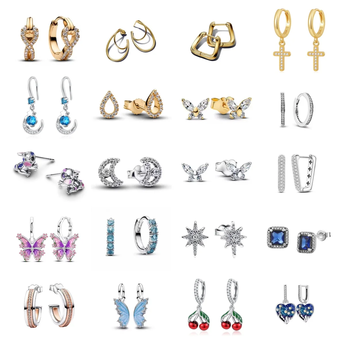 الأوروبي 925 الفضة رائعة الياقوت الكرز فراشة الزركون أقراط المرأة عيد ميلاد الأزياء والمجوهرات هدية