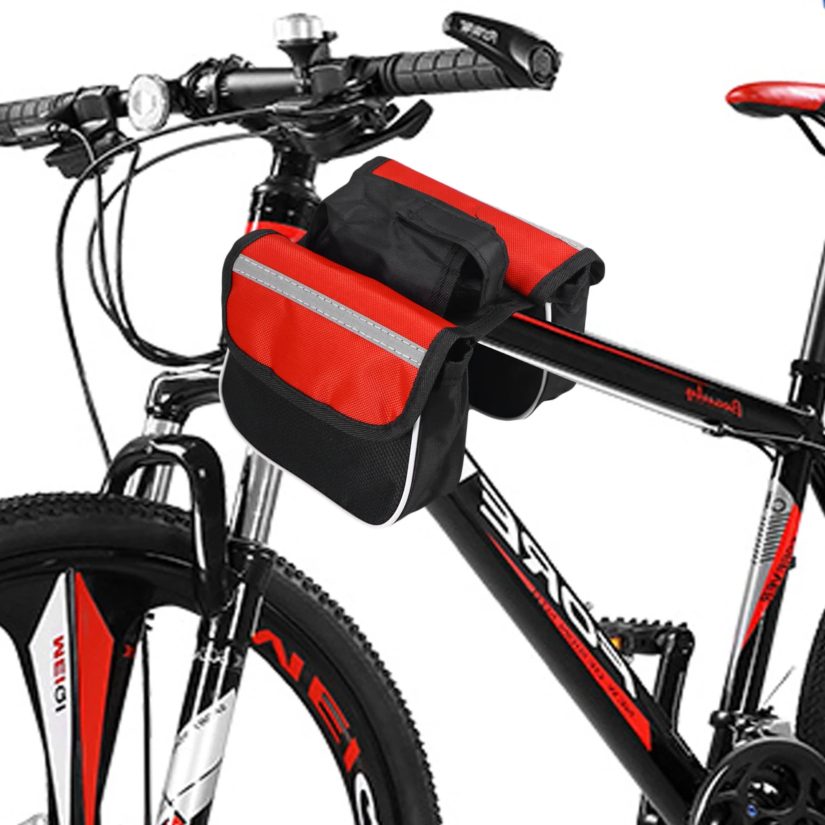 

Bicycle Red Lightweight Frame Pack For Long Rides Reflective Mountain Bike Handlebar Bag Road Cycling Storage Bike Bag
