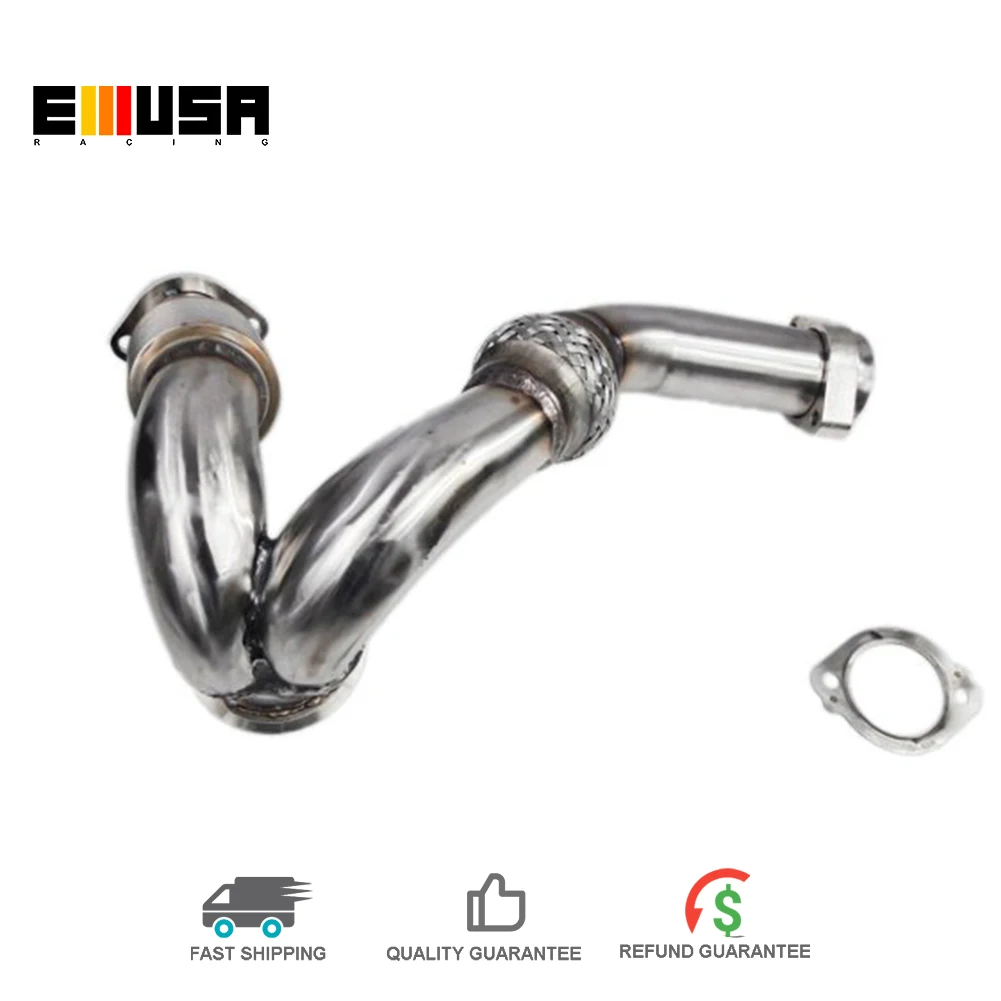 Emusa Stainless Steel Turbo Y-Pipe Exhaust Downpipe Fit for 2003 2004 2005 2006 2007 Ford 6.0L V8