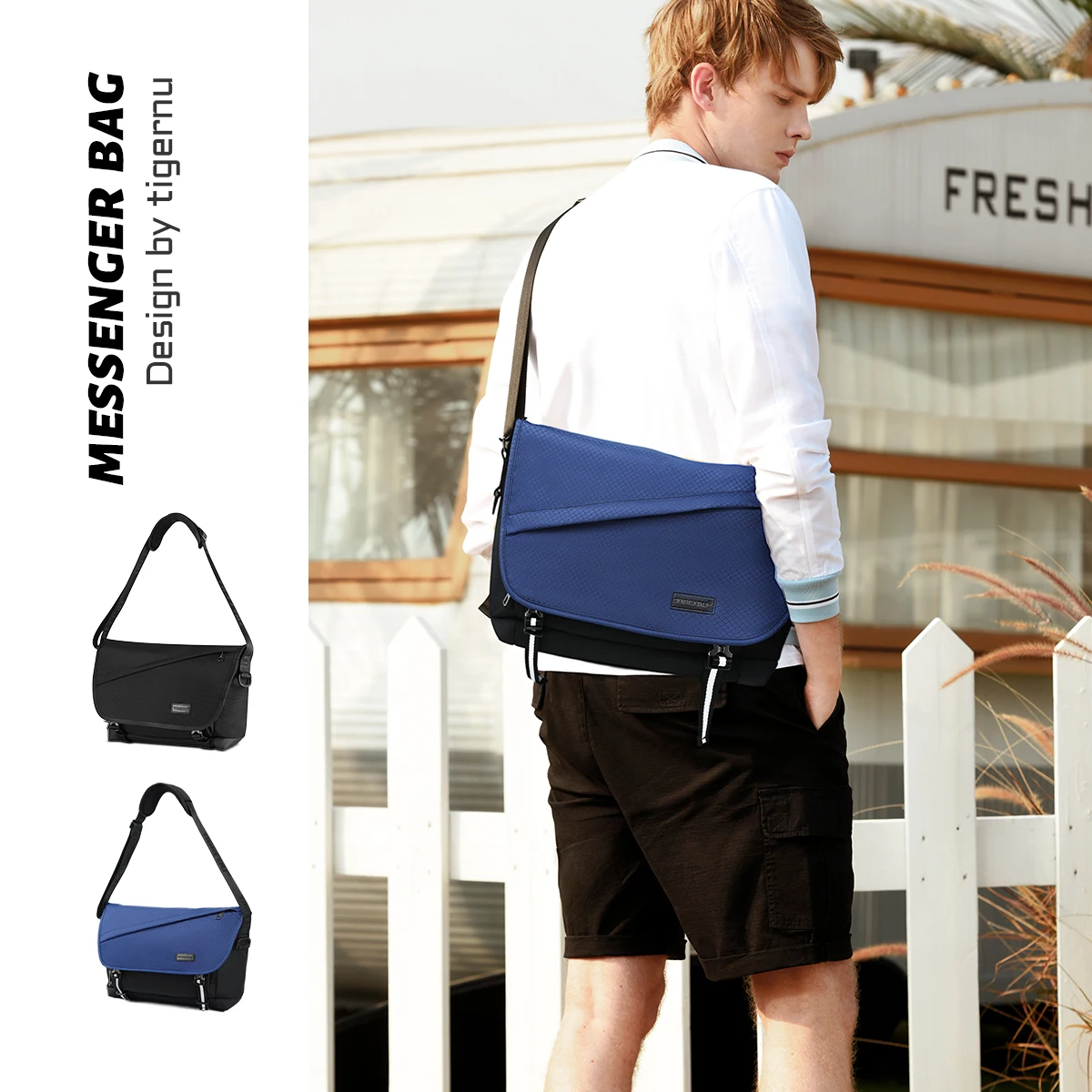 Bolsos de mensajero para hombre, bolsa de pecho ligera, bandolera informal para ordenador portátil, garantía de por vida
