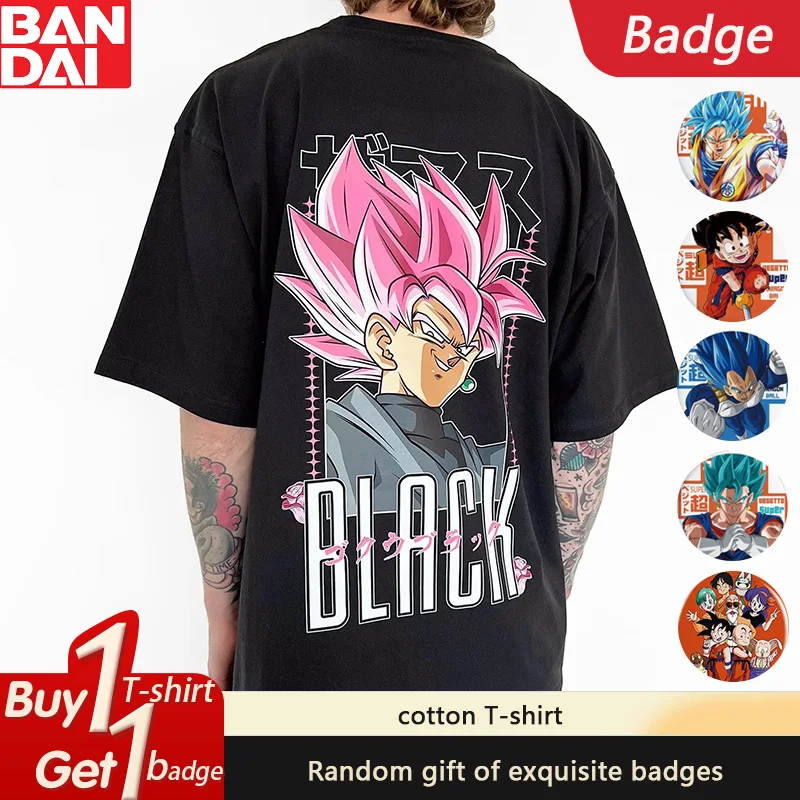 

Dragon Ball GOKU Vegeta Anime Peripheral Printing Short Sleeve Summer Loose Men's and Women's Cotton Crew Neck T-Shirt Ins