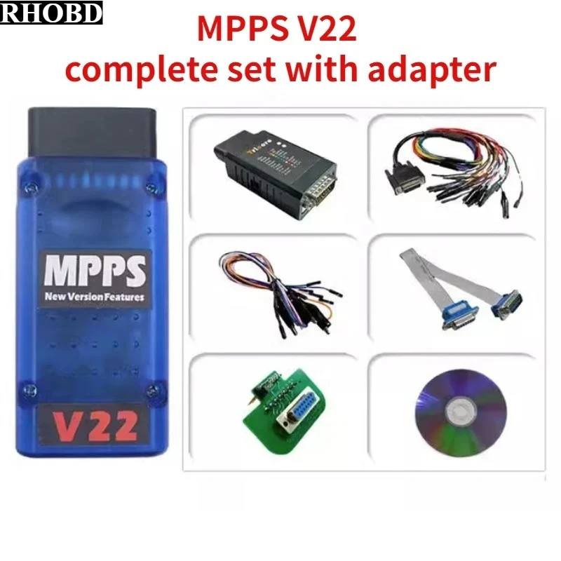 NEW MPPS V22 MPPS Maste Auto ECU Chip Tuning Interface For EDC15/EDC16/EDC17 MPPS 18 Multi-Language CAN Flasher Remap Cable Tool