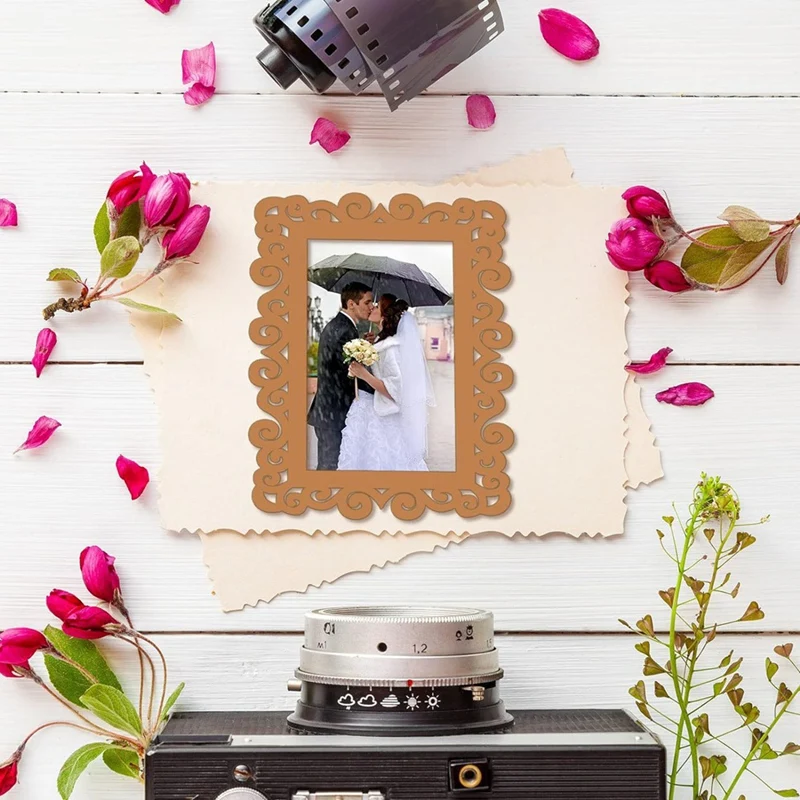 DIY-木製フォトフレーム,24個,透かし彫りの装飾,結婚式の装飾,カットアウト,トレンディ