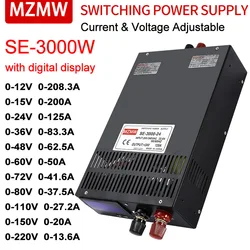 MZMW SE-3000 High-power Switching Power Supply AC110/220V DC 0-24V 36V 48V 60V 80V 90V 110V 220V Digital Display Adjustable SMPS