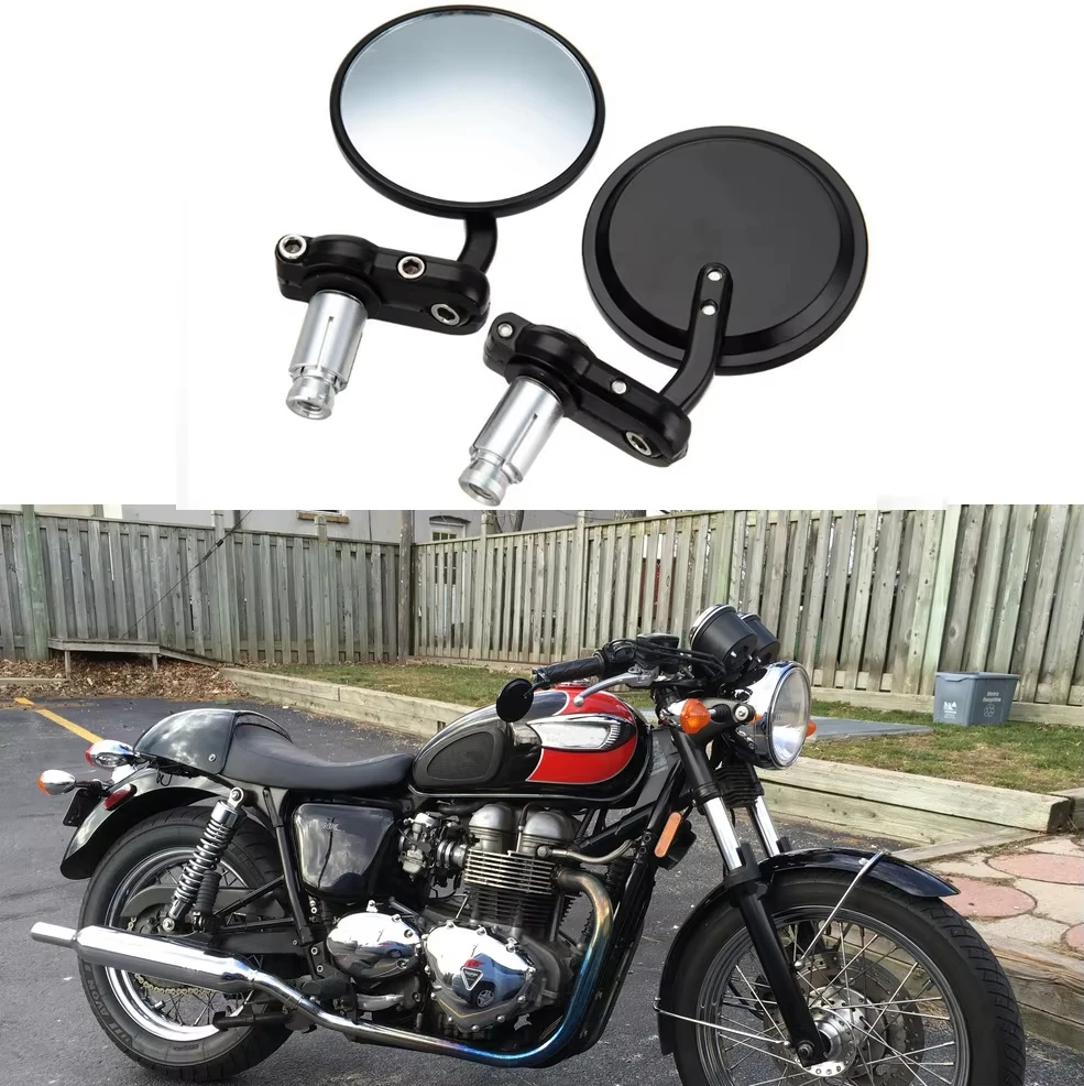 

2pcs/Pair 7/8" Universal Motorcycle Rear View Mirrors Round Handle Bar End Foldable Motorbike Side For Cafe Racer 2023 CAR