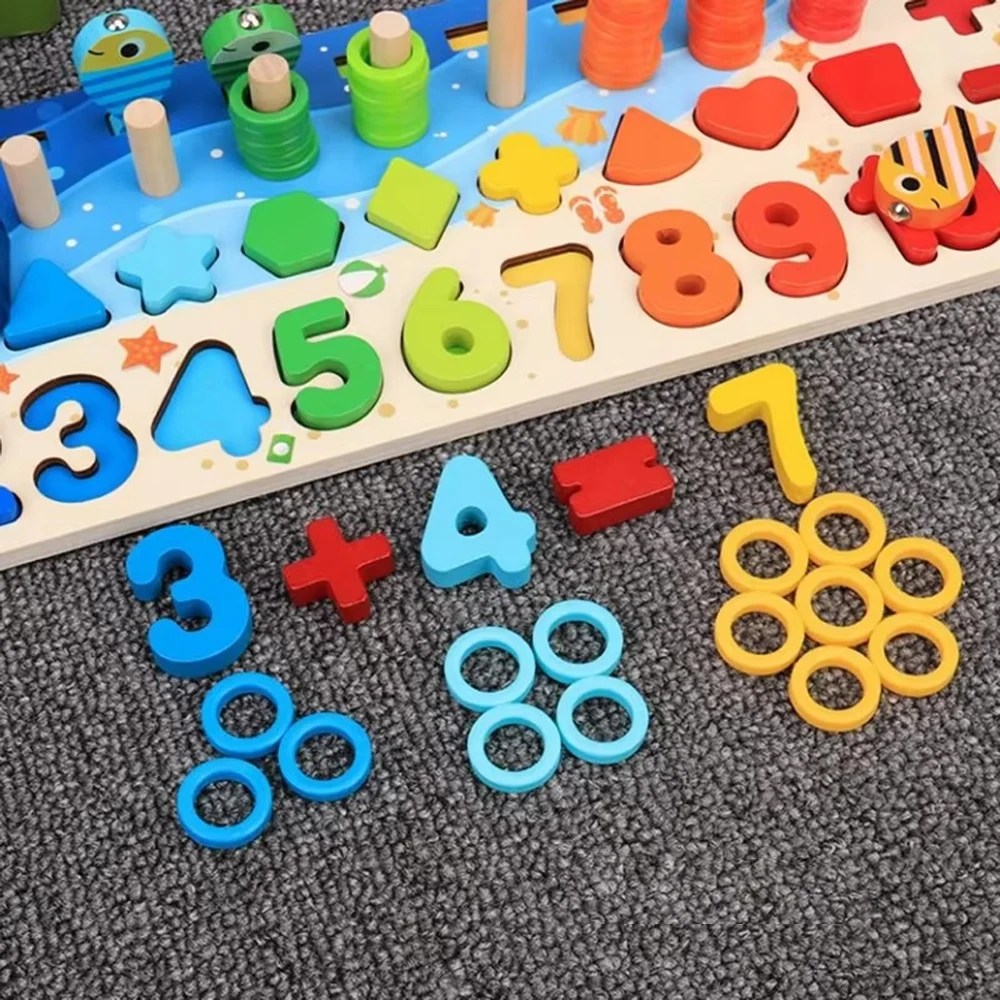 76PCS Children's Fishing Number & Alphabet Learning Board Number Block Montessori Educational Learning Games Kids Math Toys