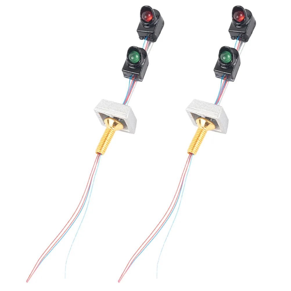 2Pcs Fire Train Signal Accessories Stainless Steel Signal Light Simulation for Mini House Sand Table Decor Traffic