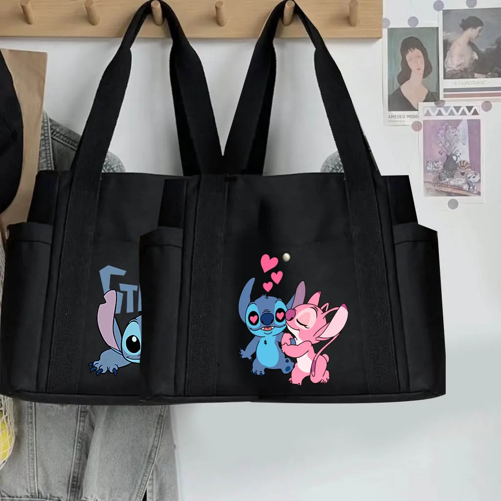 Disney Lilo & Stitch o dużej pojemności Tote Bag płócienna modna torba na ramię torebka dla pań torby zakupowe na co dzień