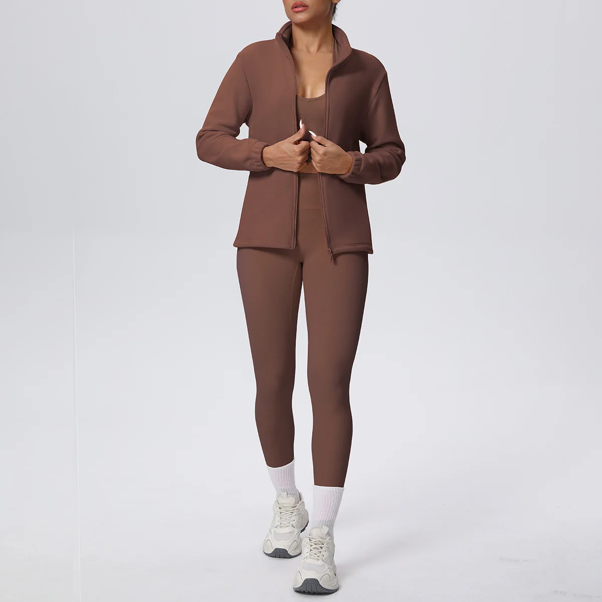 

Новая толстовка на флисовой подкладке, куртка на молнии, утолщенный теплый спортивный комплект, осенне-зимний уличный костюм для бега, фитнеса, йоги для женщин