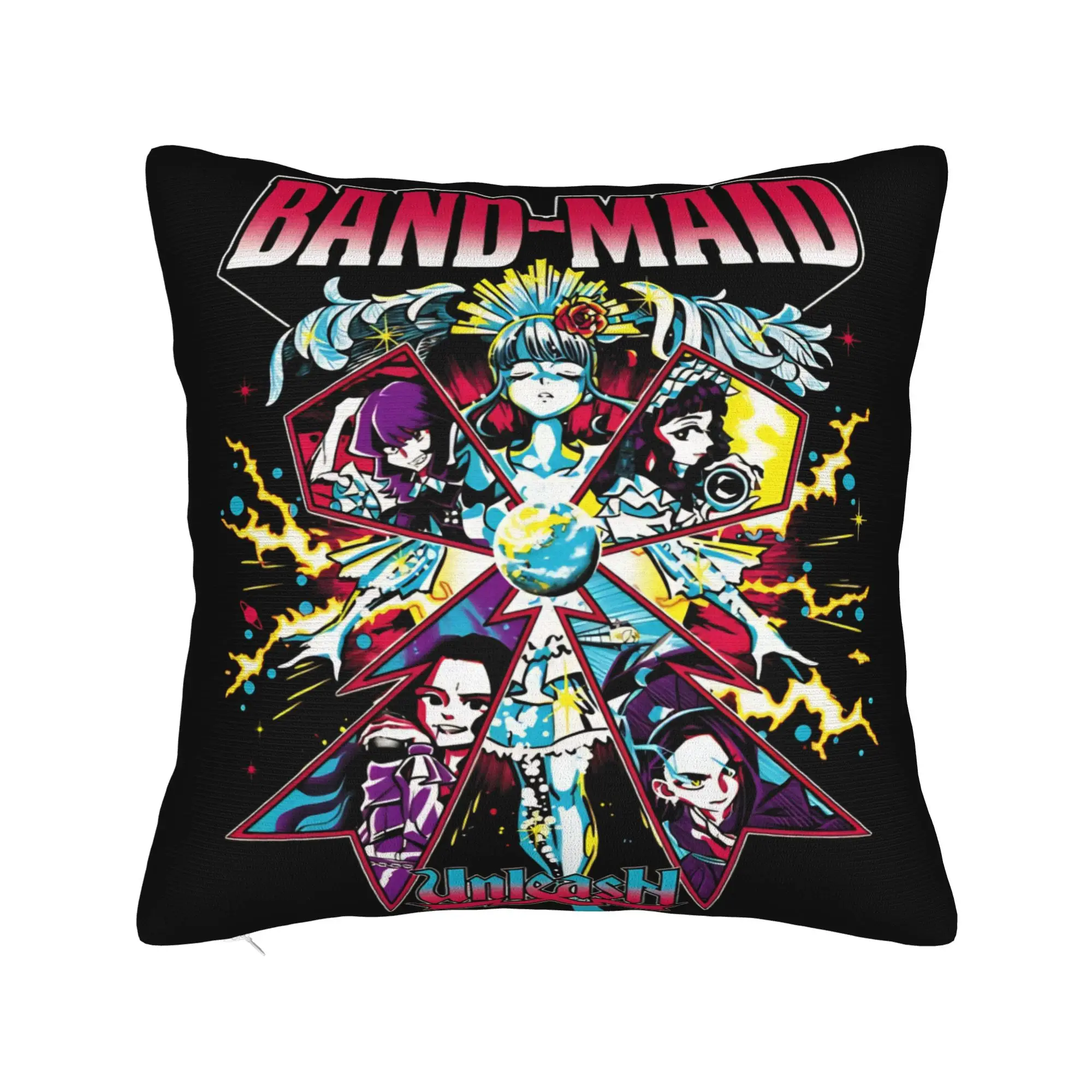 Band Maid Unleash Square Pillow Case  Cushion Cover Customized Polyester Decor Pillowcase for Home 40x40cm
