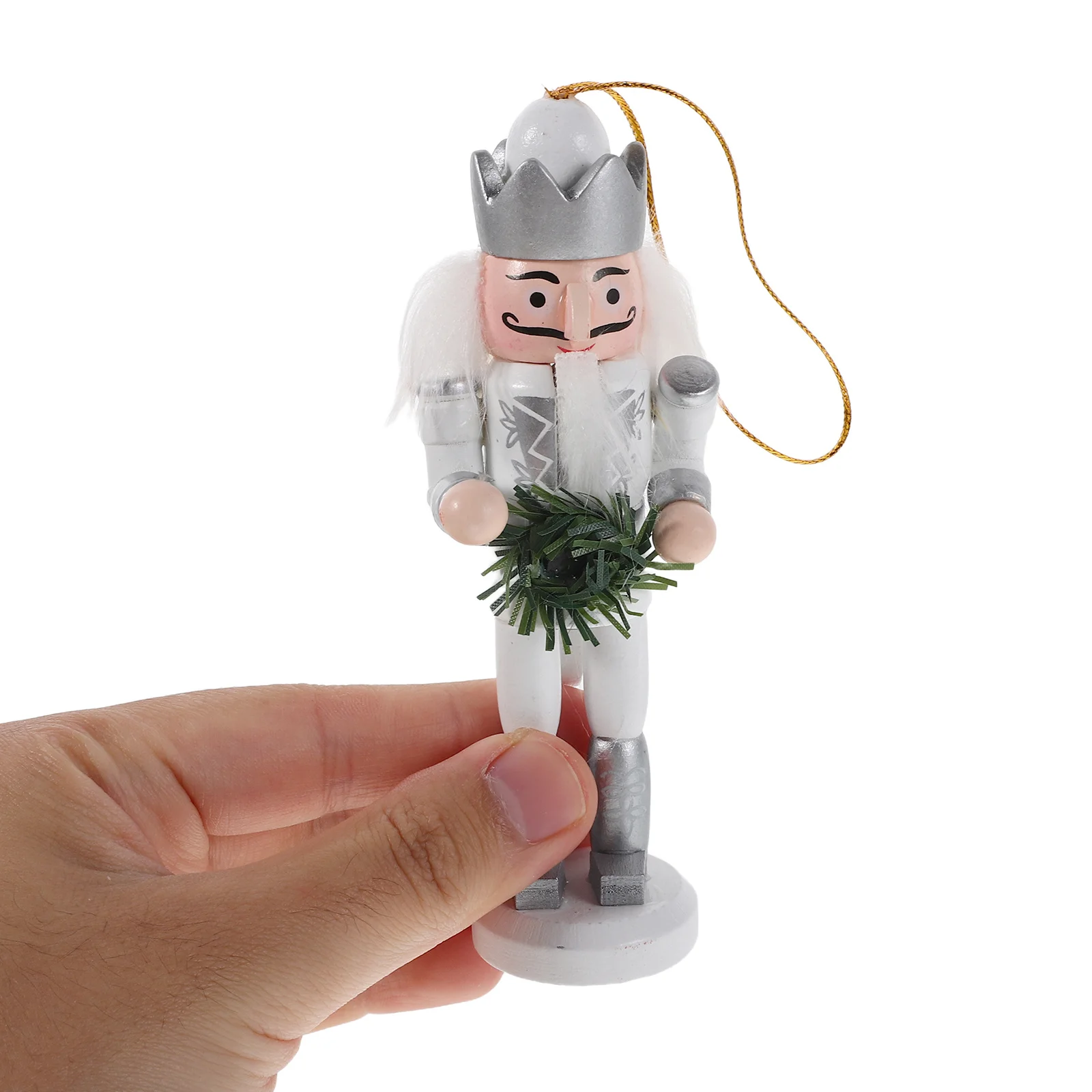 

1 Set Silver Nutcracker Small Wooden Soldier Hanging Decorations Christmas Tree Door Wall Festive Holiday Decor